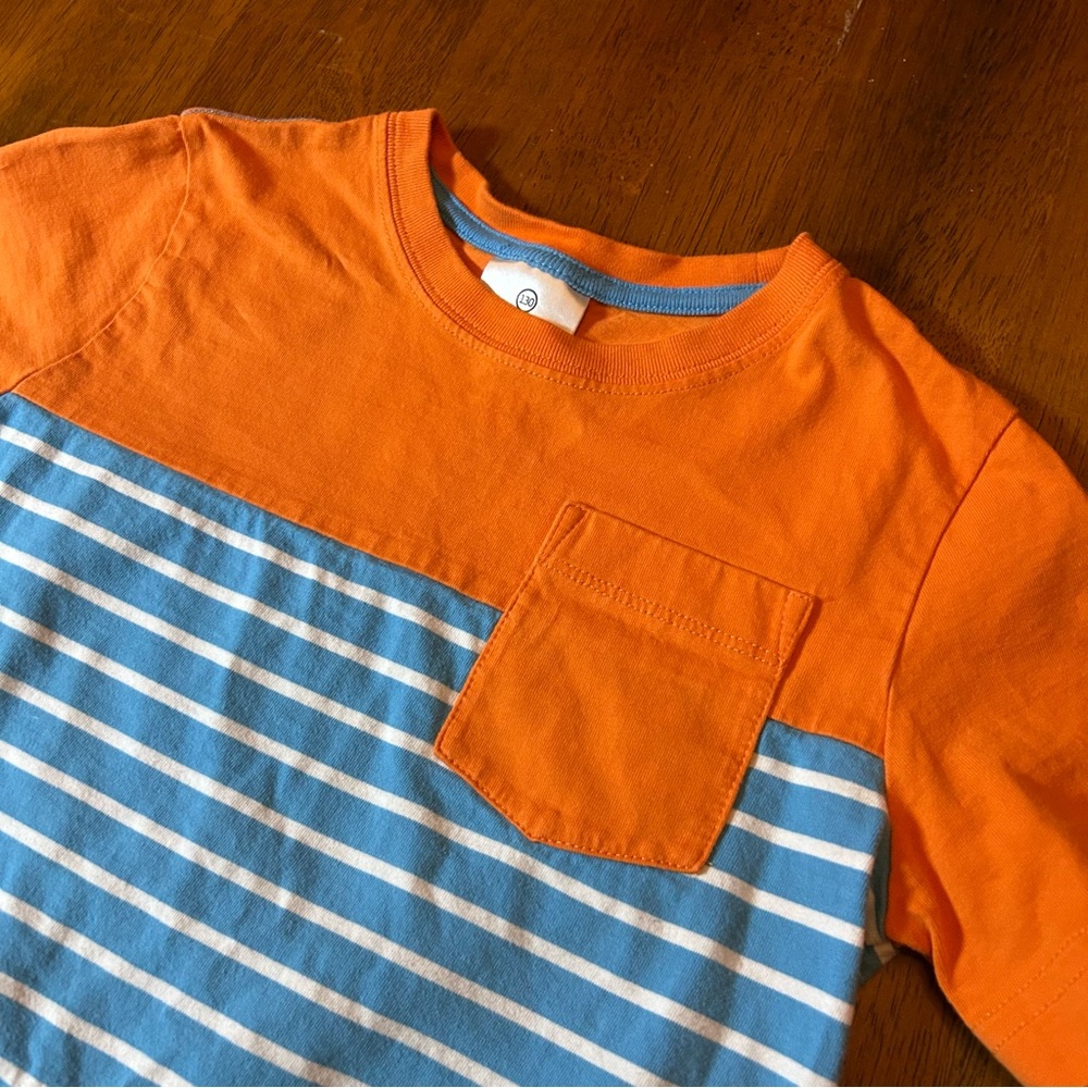 Hanna Andersson Colorblock Stripe Tee | Boys Size 130 (8) | 100% Cotton - Picture 2 of 6